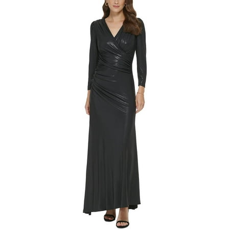 DKNY Womens V-Neck Long Evening Dress