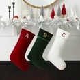 thumbnail image 3 of Personalization Mall Classic Christmas Embroidered Initial Burgundy Christmas Stockings, 3 of 3