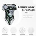 thumbnail image 4 of KLL Women 's Crew Neck Bodysuit Jumpsuits Cartoon Koala Bear Print Short onesies Stretch T Shirts, 4 of 7