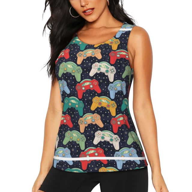 Easygdp Rétro Jeu Vidéo pour Femmes Débardeur d'Entraînement, Haut de Course, Chemise de Randonnée, Séchage Rapide pour Course, Yoga, Randonnée-TTG