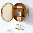 thumbnail image 2 of Bathroom Wall Storage Cabinet, Round Mirror Medicine Cabinet (Gold), 2 of 17
