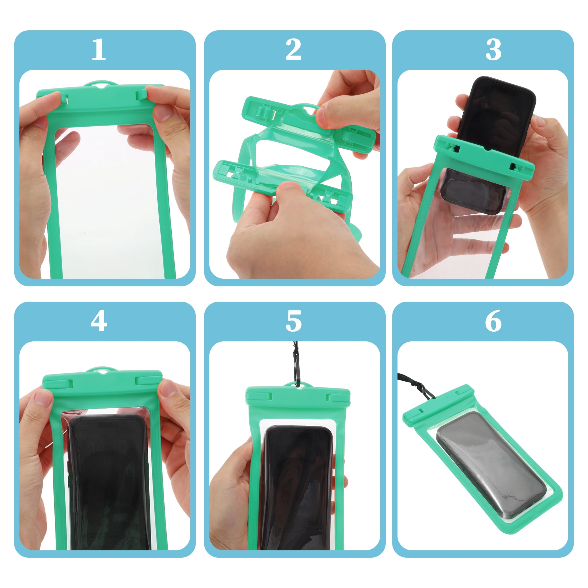 Unique Bargains 2 Pcs Mobile Bag Waterproof Case Compatible for Phone 4.53x8.27 Green