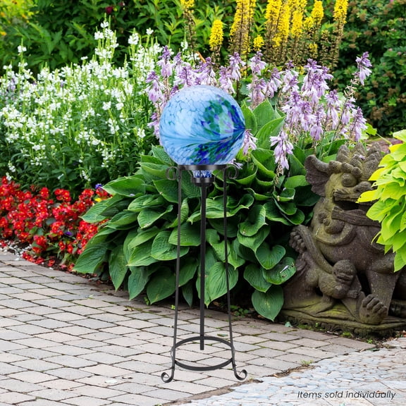 Northlight 23.75" Black Standing Tower Garden Gazing Ball Outdoor Patio Stand