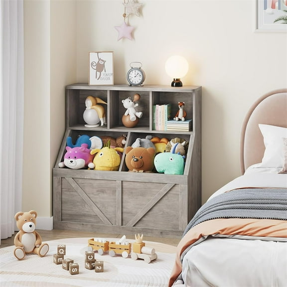 Kids Bookshelf and Toy Storage, Kids Toy Storage Organizer, Toddler Bookshelf Toy Storage Cabinet for Playroom, Bedroom, Nursery, Classroom, Daycare