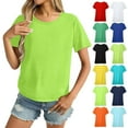 thumbnail image 3 of Womens Loose Fit Casual Shirts Tops Round Neck Light Green Sports Quick Drying Breathable Solid Color Short Sleeve Summer Tops Clothes Outfits 2025 L, 3 of 9