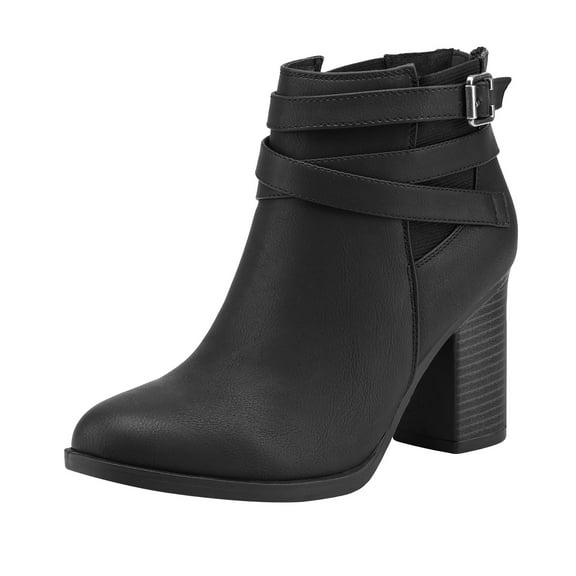 BURUDANI Women’s Chunky Block-Heel Ankle Boots Closed-Round-Toe Fall Booties Dress-Up Essential for Office, Weekend Brunch & Date Night