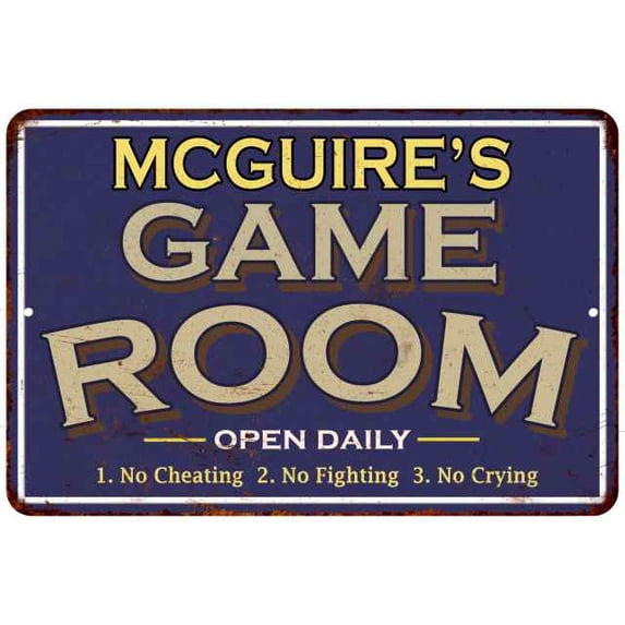 MCGUIRE'S Blue Game Room Sign Metal Wall Decor 8x12 208120002289