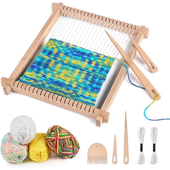 Xuet Wooden Weaving Loom Kit, 9"×11" DIY Craft Set for Kids & Beginners