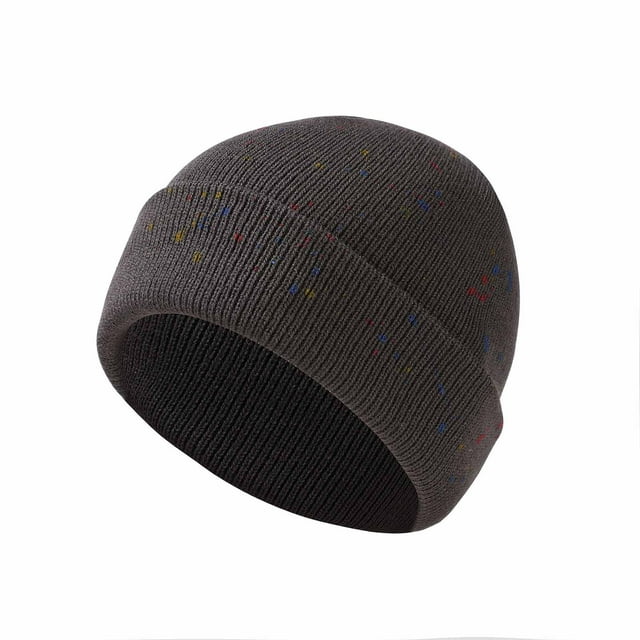 Gray Womens Winter Knit Hat Fleece-Lined Earmuffs Neck Warmer Cold Proof 8.66 Inch High 16.14 Inch Head Circumference Free Size