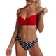 thumbnail image 3 of Conjunto de bikini de talle alto para mujer Push Up Twist Front Trajes de baño de 2 piezas de moda para nadar en la playa Rojo L, 3 of 5