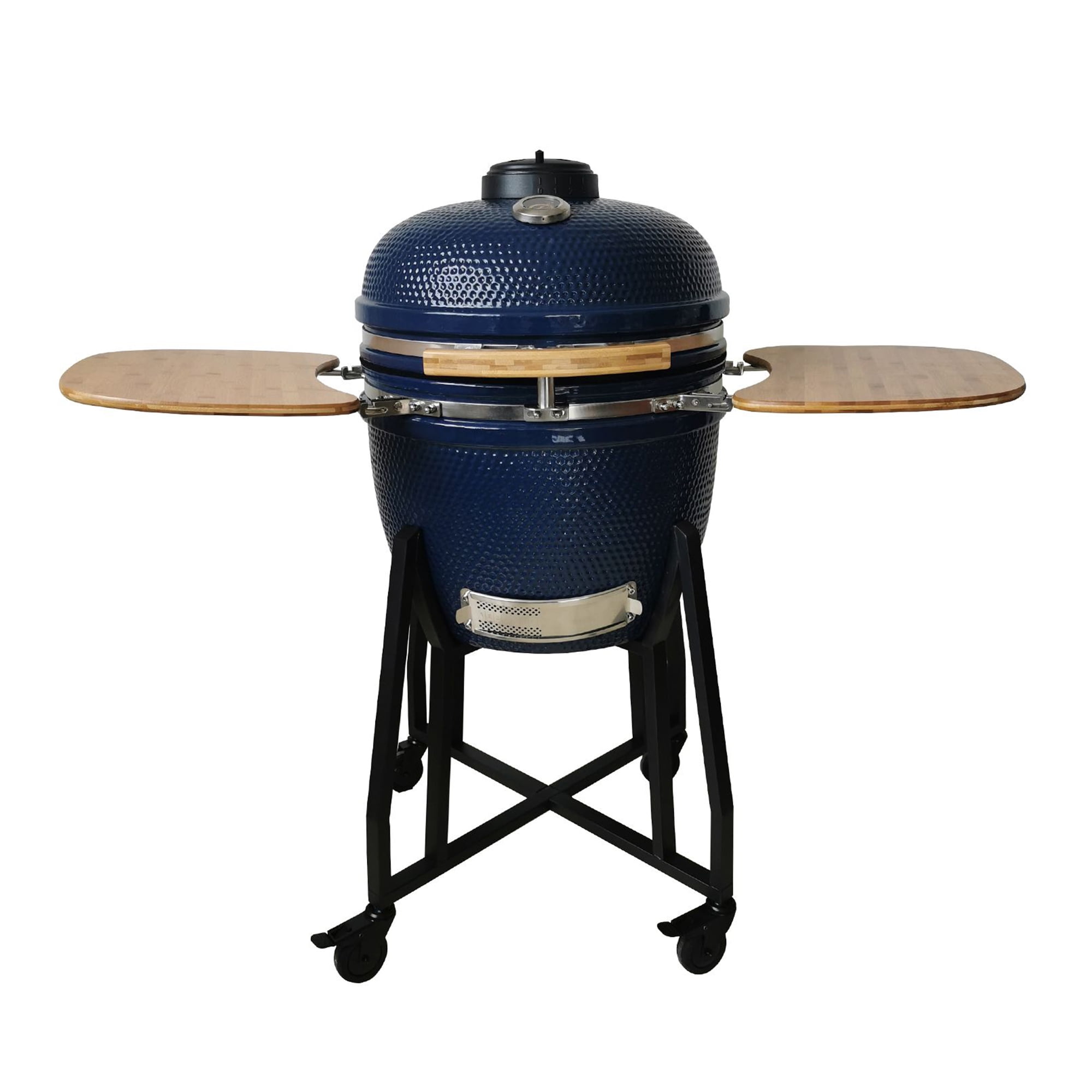 Blue 15" Kamado Ceramic Grill Bundle Electric Starter Cooking Stone & Cover 