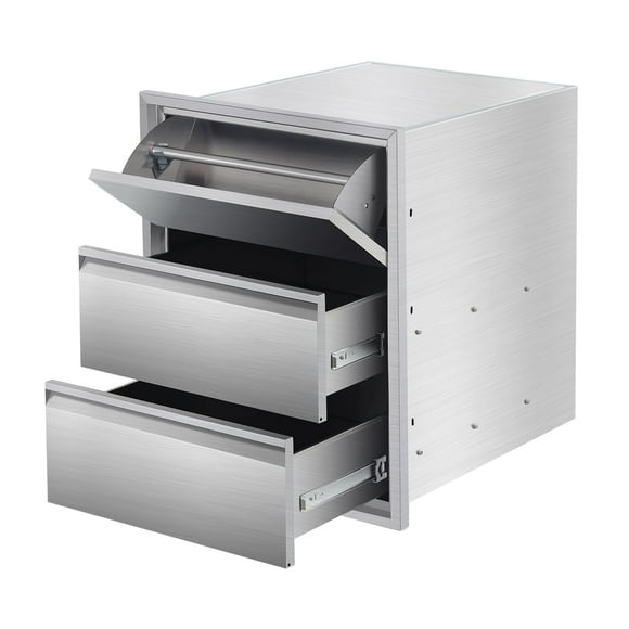 BeesClover Outdoor Kitchen Drawers with Paper Towel Holder,18" W x 23" H x 23" D Stainless Steel Flush Mount BBQ Drawers with Grooved Handle,for Outdoor Kitchen Island or Patio Grill Station
