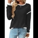 thumbnail image 3 of Suéteres de Cuello Redondo, Larga, Oversize, con Bloques de Color, de Punto Acanalado y Abertura Lateral para Mujer (Otoño de 2025) Negro y Gris L, 3 of 9