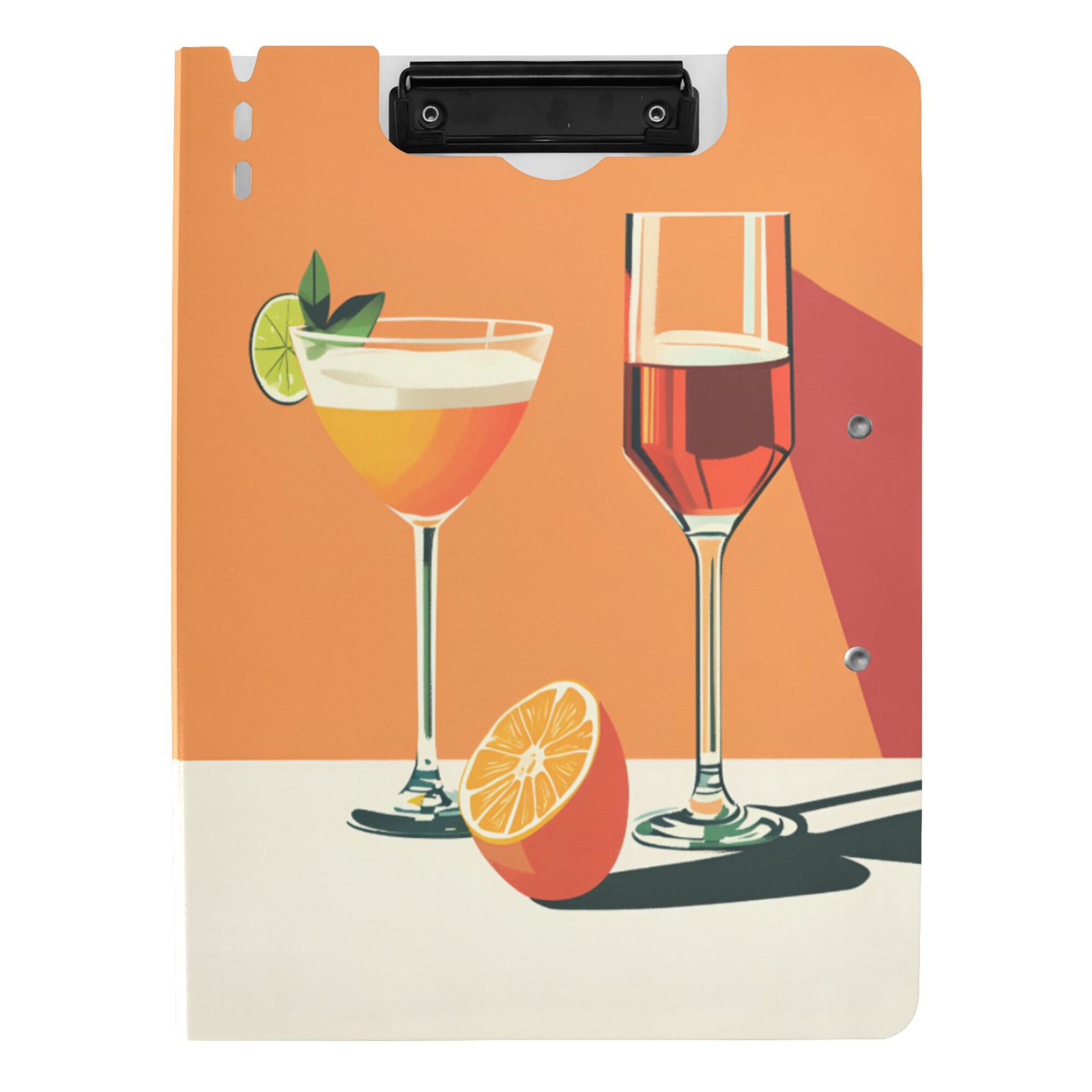 FORMRS A4 Clipboard Folder with Pen Holder Horizontal Foldable School Office Binder, Orange Glasses