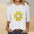 thumbnail image 2 of Camisetas Casuales de las Mujeres de Moda Impresa 3/4 Mangas Blusa Cuello Redondo para el Hogar Y Diario, 2 of 4