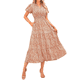 thumbnail image 3 of Vestidos Largos de Verano para Mujer 2025, Informales, con Escote en V, Corta Abullonada, Fruncidos, Fluidos, para Playa, Bohemios, Largos, Florales, Naranja, Talla L, 3 of 9