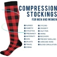thumbnail image 4 of FREEAMG High Elasticity Compression Socks, High Knee Socks Adult Universal Leisure Relieve Fatigue,Red and Black Plaid Travel Daily with Running (1 Pair), 4 of 7
