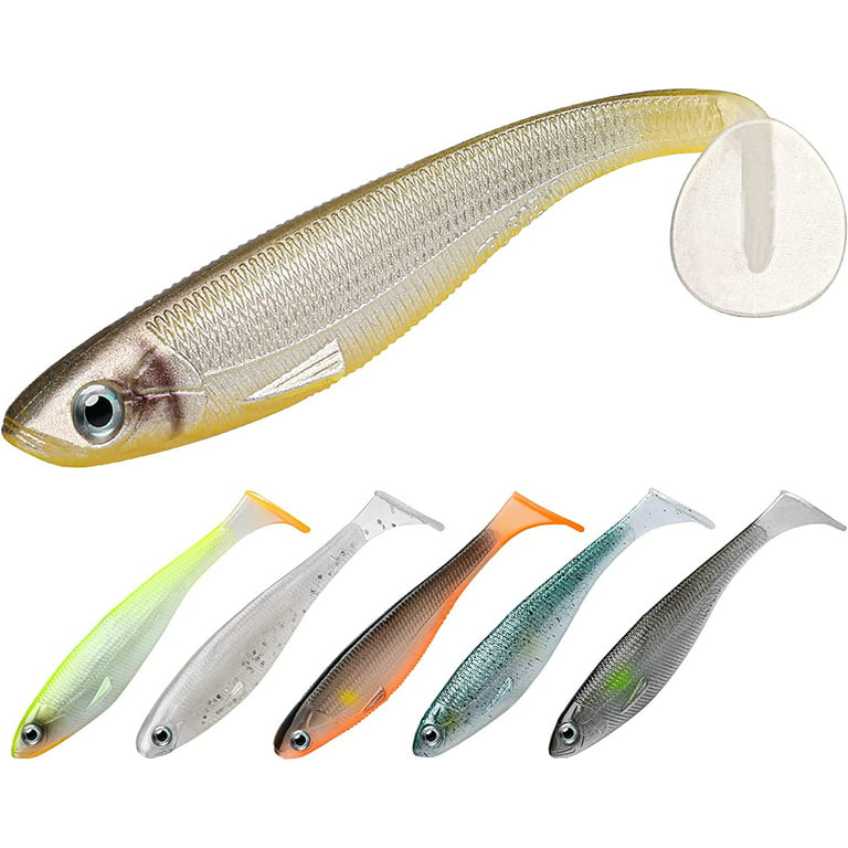 Paddle Tail Swimbaits for Bass Fishing, Shad or Tadpole Lure with Spinner,  Premium Fishing Bait for Saltwater Freshwater, Trout Crappie Fishing  C2-3.5,12pcs 