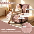 thumbnail image 4 of Centilab Single Folding Sofa Bed Chair with Pillows, 5 Position Adjustable Sleeper Chair Convertible Lounge Sofa with Armrest Floor Seating for Living Room Bedroom, Pink, 4 of 8
