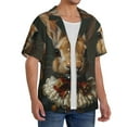 thumbnail image 2 of Pofeuu Palatial Style Flower Rabbit Print Mens Casual Short Sleeve Shirts Beach Summer Spread Collar Pocket Tops Men's Casual Short-sleeved Shirt-X-Large, 2 of 5
