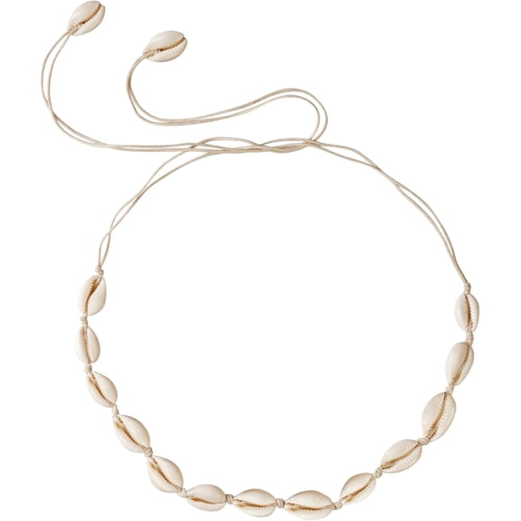 Bohemian Cowrie Shell Choker Necklace, White Cord, Boho Summer Beach Shell Jewelry Gift for Women