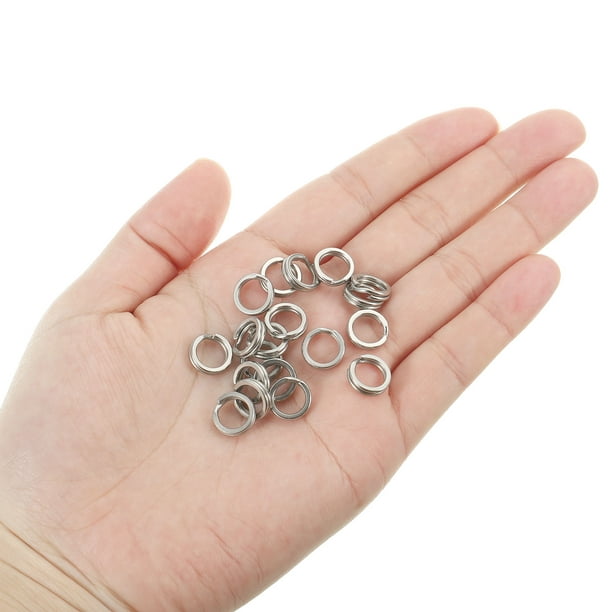 Uxcell, 0.42 x 0.31 Fishing Split Rings Fishing Swivel Stainless Steel  Rings with Double Flattened Connectors,100 PACK 