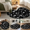 thumbnail image 5 of Round Rug 3.3Ft Washable Non-Slip, Black Spring Floral Circle Area Rugs for Living Room Bedroom, Flowers Botanical Elegant Pastoral Indoor Floor Mats Carpet Runner for Home Decor Aesthetic, 5 of 8