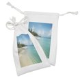thumbnail image 2 of Island Fabric Pouch Set of 2, White Coral Sand Seven Mile Beach in Grand Cayman Island Art Print, Small Drawstring Bag for Toiletries Masks and Favors, 9" x 6", Sky Blue and Multicolor, by Ambesonne, 2 of 2