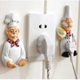 thumbnail image 3 of 2pcs Power Cable Plug Hook Cartoon Chef Strong Wall Decor Stick Hooks for Home Kitchen Living Room (Foot Hand Holder), 3 of 5
