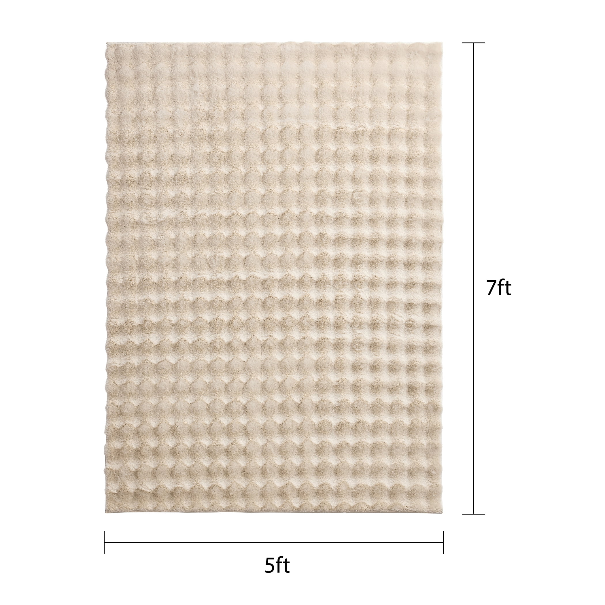 Better Homes & Gardens Beige Faux Fur Bubbles Indoor Area Rug, 5'x7'