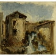 thumbnail image 2 of Félix Ziem 16x15 Gold Ornate Wood Frame and Double Matted Museum Art Print Titled - To Waterfalls (1850-1870), 2 of 4