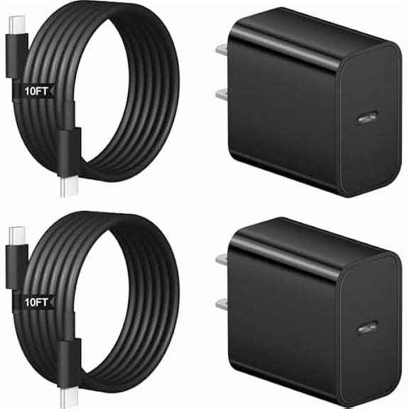iPhone 17 16 15 Charger Fast Charging 2 2Pack 20W USB C Wall Charger with 10FT Fast Charging Cable Compatible with iPhone 17/17 Air/17 Pro/17 Pro Max/iPhone 16/15 Series, iPad Pro/AirPods-Black