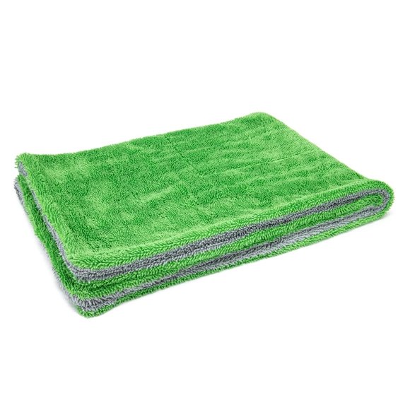 Toalla de Microfibra Autofiber Verde Gris Pelo de Doble Giro para Secado de Vehículos