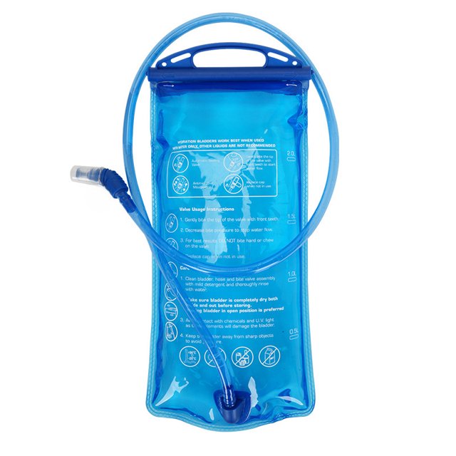Vessie d'Hydratation Bleue de 2 L pour Sports de Plein Air - Réservoir d'Eau Étanche, Durable et Portable pour le Vélo, la Course, la Randonnée - Conception Unisexe avec Joint Fiable pour une Hydratation Toute la Journée en Plein Air