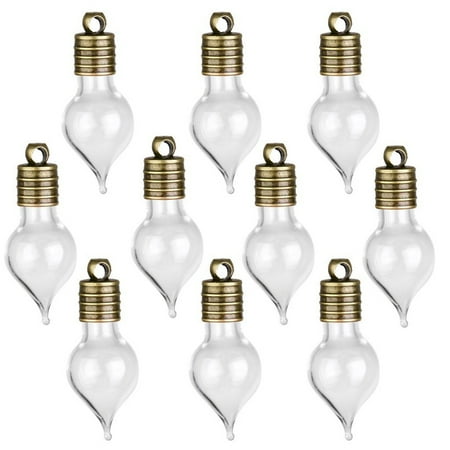 

NUOLUX 10pcs Waterdrop Shaped Mini Glass Wish Bottles Jars Glass Wish Jar (clear)