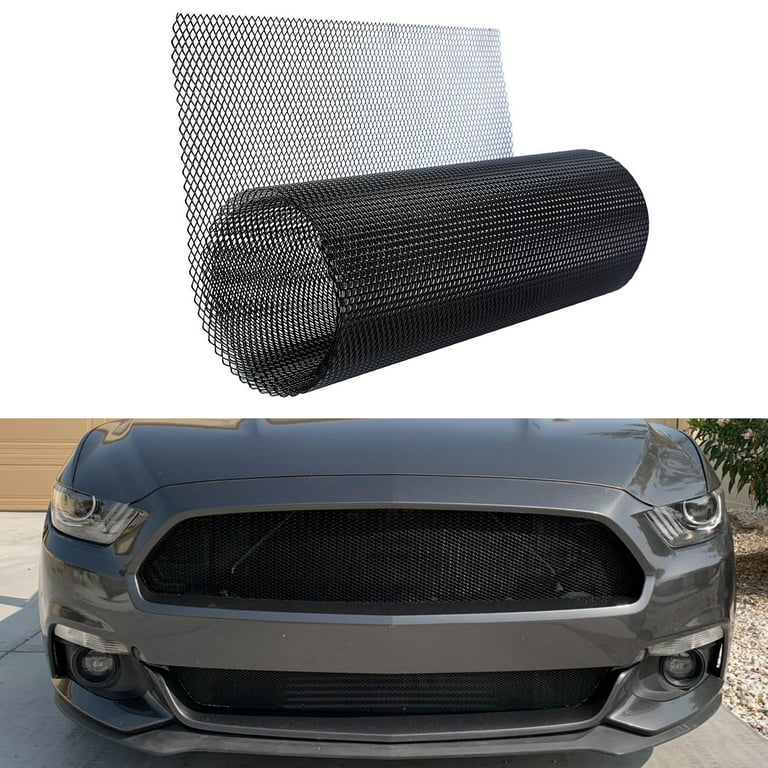 Carevas Car Grill Mesh Sheet Black Painted Aluminum Alloy Grille Mesh Roll Automotive  Grille Insert Rhombic Hole Black 