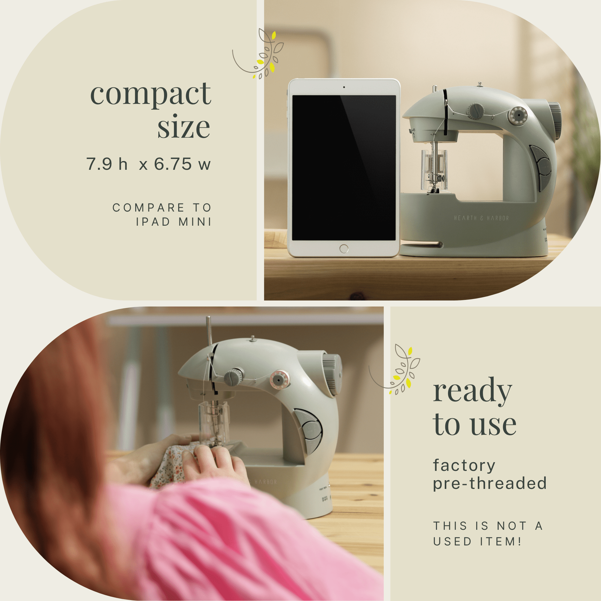 Virtu 122 PC Mini Portable Sewing Machine for Beginner, Kids Sewing Machine and Adults with Craft Supplies, Green