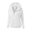 thumbnail image 3 of UAMVSH Women Fuzzy Fleece Hooded Sweatshirts Warm Long Sleeve Basic Hoodie with Pockets Loose Fit Half Zipper Plush Pullover for Winter(Large,White 1), 3 of 4