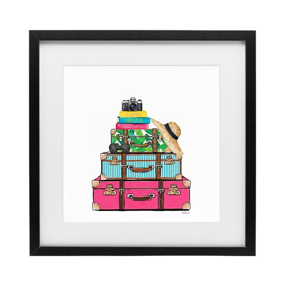Stupell Industries Glam Travel Suitcases Black Framed Print Under Glass, design by Amanda Greenwood
