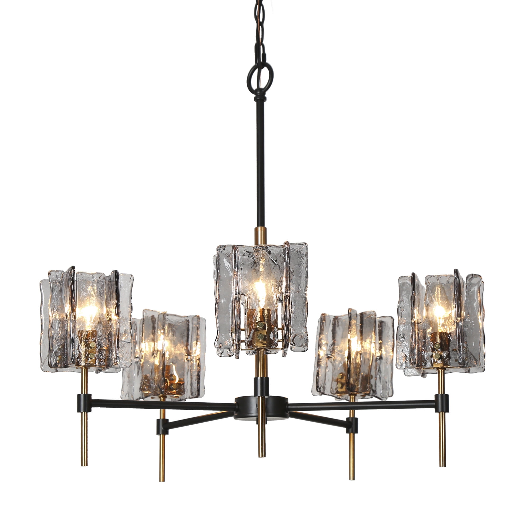 LNC Tucana 5-Light Matte Black Modern/Contemporary Led Crystal Chandelier