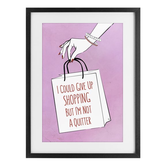 Stupell Industries Not A Quitter Shopping Black Framed Print Under Glass, design by Martina Pavlova