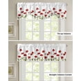 thumbnail image 4 of Tie Up Valance Curtain for Kitchen, Nature Flowers Garden Red Blossoms Floral Rod Pocket Short Curtains Adjustable Tie-Up Shade Valances, Green Plant Window Treatment for Bathroom Living Room Bedroom, 4 of 7