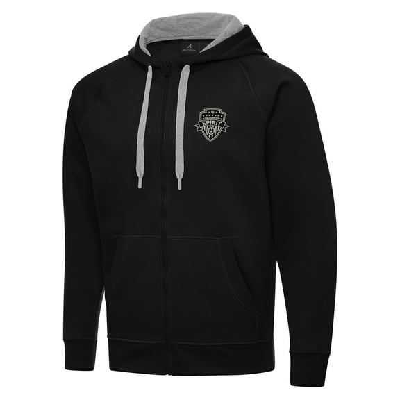 Men's Antigua Black Washington Spirit Victory Full-Zip Hoodie