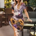 thumbnail image 3 of Balery Warm Sunflower Sleeping Cat Vestidos sueltos de manga corta para mujer, vestidos de verano 2025, vestidos casuales de corte A con vuelo., 3 of 6