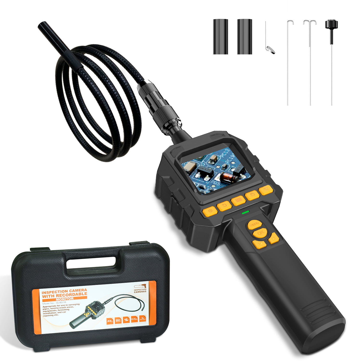 DEPSTECH 16 FT Waterproof LCD Borescope Videoscope with CMOS Sensor Inspection Camera 5M Digital Endoscope 3.5inch Color LCD Screen,4 Zoom Options -16.4FT 