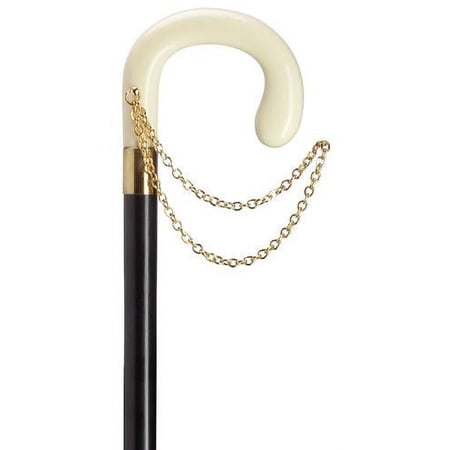 Walking Cane Ladies Small Crook Cane Black Maple Shaft, Ivory Color Handle Lady Cane