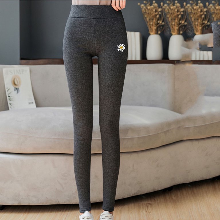 JWZUY Winter Pants for Women Warm Women' s Fleece Lined Winter Keep Warm  Leggings Print Thermal Tights Dark Gray M