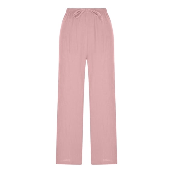 Ltctricy Women's Wide Leg Pants Plus Size Elastic Waist Drawstring Pleated Casual Pants Loose Fit Long Trousers(Pink,X-Large)