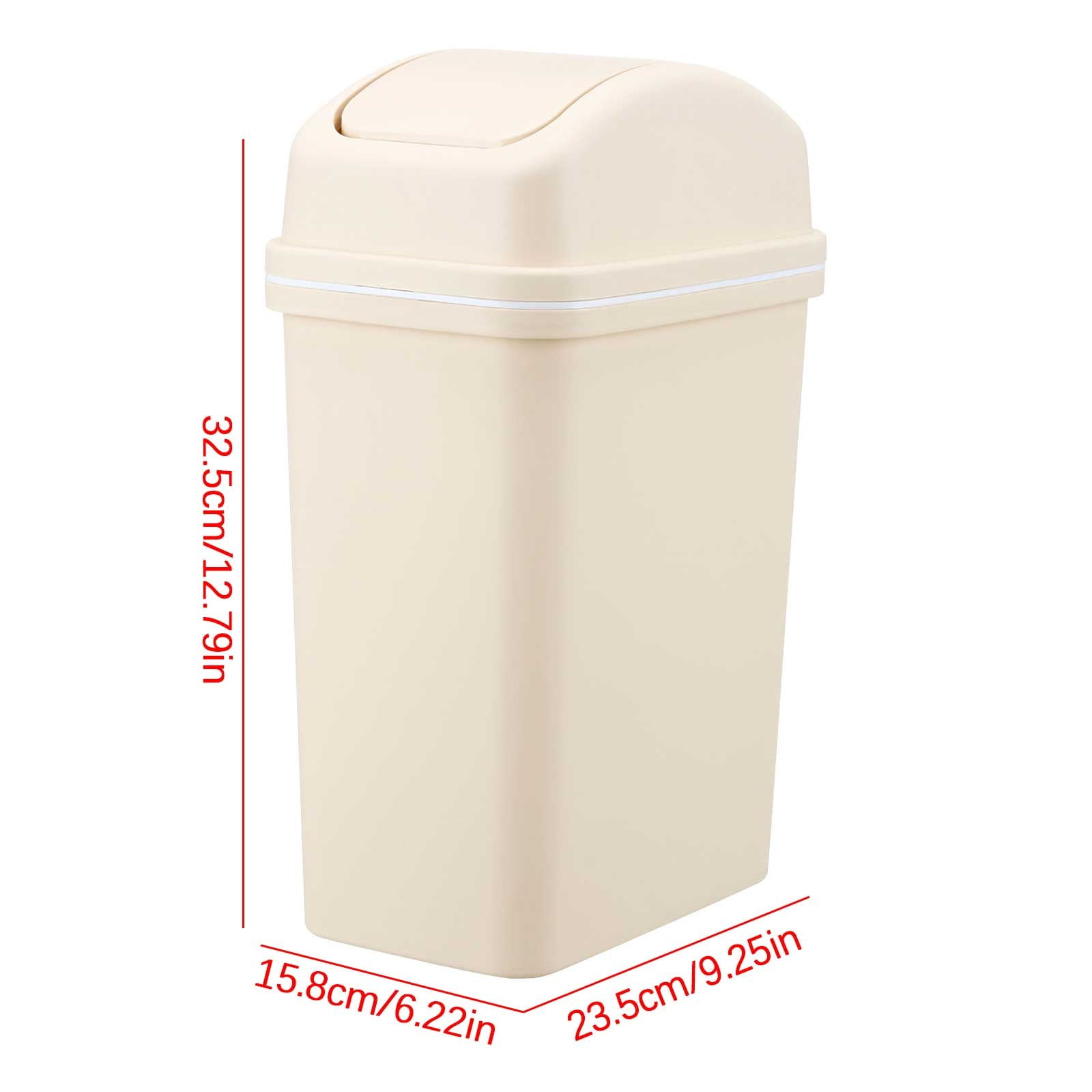 Yhmxh Household Trash Cans 6L, Large Capacity Cream Wind With Lid Garbage Cans Plastic Swing Top Garbage Can Slim Waste Bin for Under Sink/Cabinet, Kitchen Office Bedroom Bathroom College Dorm, Beige