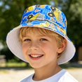 thumbnail image 2 of Oiyii Infant Boys Water‑Repellent Wide‑Brim Bucket Hats Machinery Printed Camping Sun Hats, Light Blue, 2 of 5